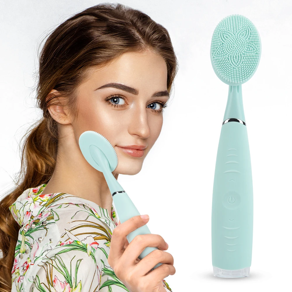 Hand Held Electric Silicone Facial Cleansing Massage USB Rechargeable Facial Cleaning Face Brush Washing Machine Skin Care Tool