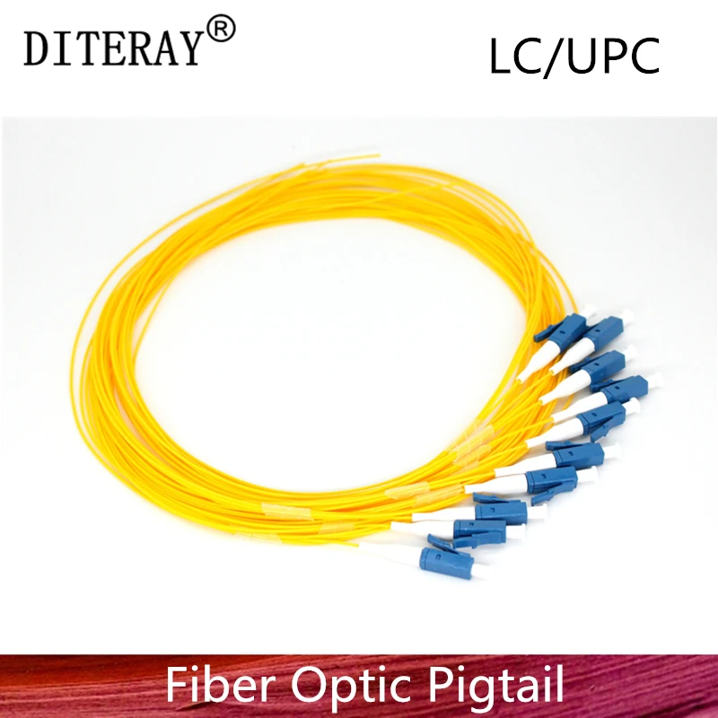 50PCS/LOT Simplex LC/UPC 9/125 Single Mode Fiber Optic Pigtail, 0.9 mm PVC Outer Jacket 1.5M