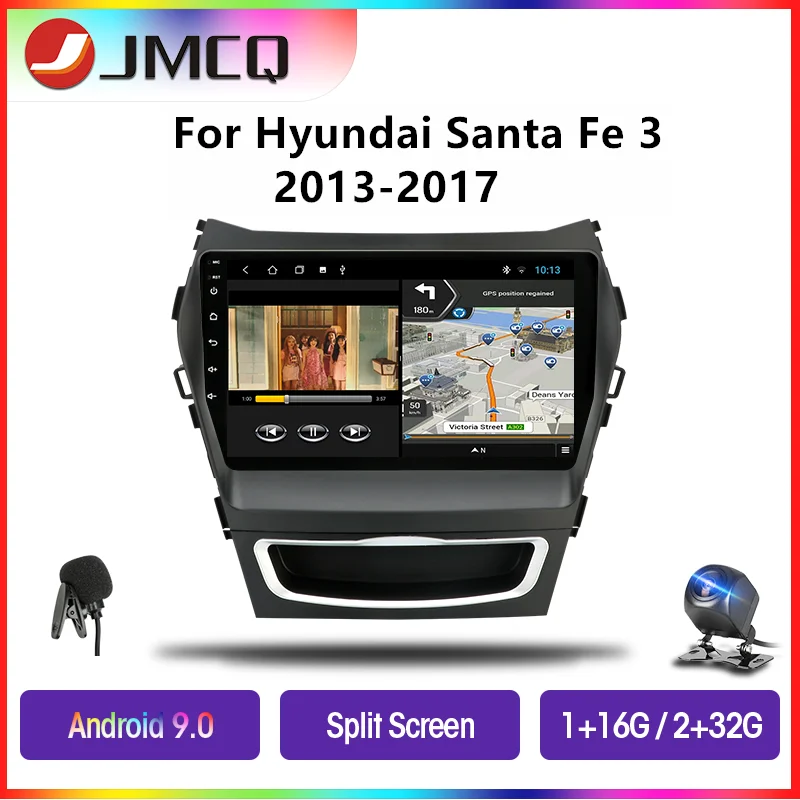 JMCQ Android 9 0 автомобильное радио для Hyundai Santa Fe 3 Grand 2013 2017 мультимедийный плеер GPS