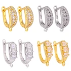 Серьги-Крючки для стразы, с фианитами, золотистыесеребристые, 1 пара