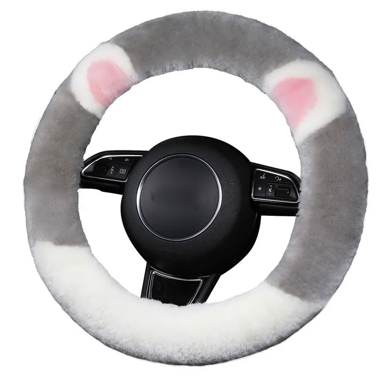 

Universal Explosion Type Short Wool Plush Car Handle Cover Car Wool Steering Wheel Cover Comfortable And Soft Cartoon Female Kor