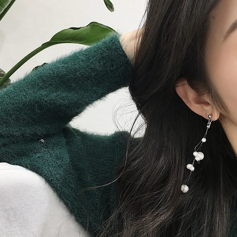 Белый натуральный пресноводный барочный жемчуг богемные серьги 925 пробы