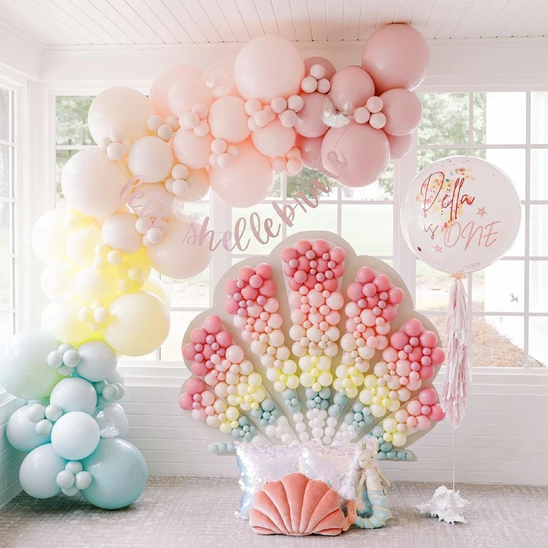 

YAYAZI 271PCS Double-Layer Sweet Macaron Latex Balloons Garden Arch Kit Mermaid Theme Decoration for Baby Shower Birthday Party