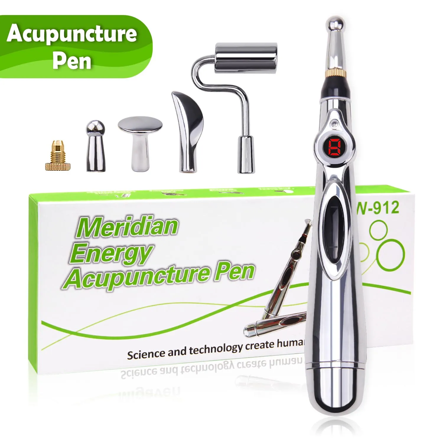 

Acupuncture Pen Electronic Meridian Therapy Machine Energy Pens Massager Relief Pain Tools with 5 Massage Heads 9 Levels