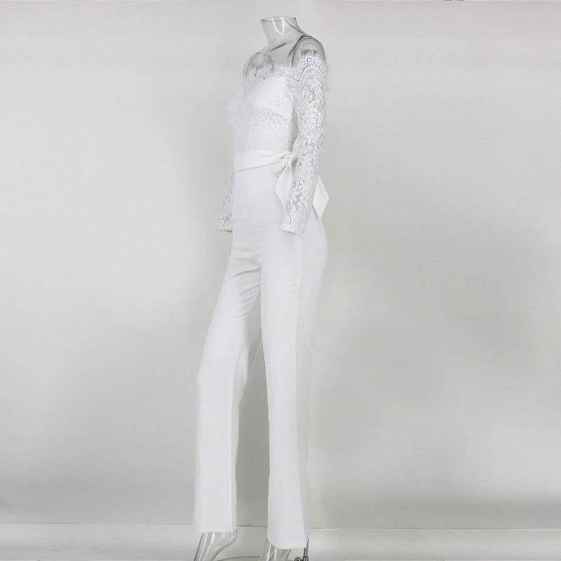 Элегантный кружевной комбинезон с открытыми плечами Женский Летний сексуальные