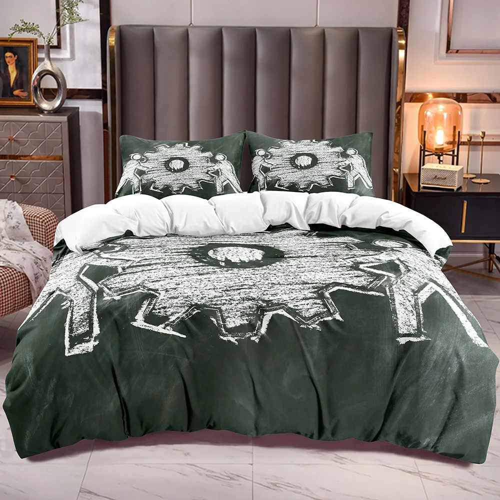 

Мягкое постельное белье из микрофибры, пододеяльник с белой одеждой и двухместным узором, застежка-молния, угловые Галстуки, мягкий пододея...