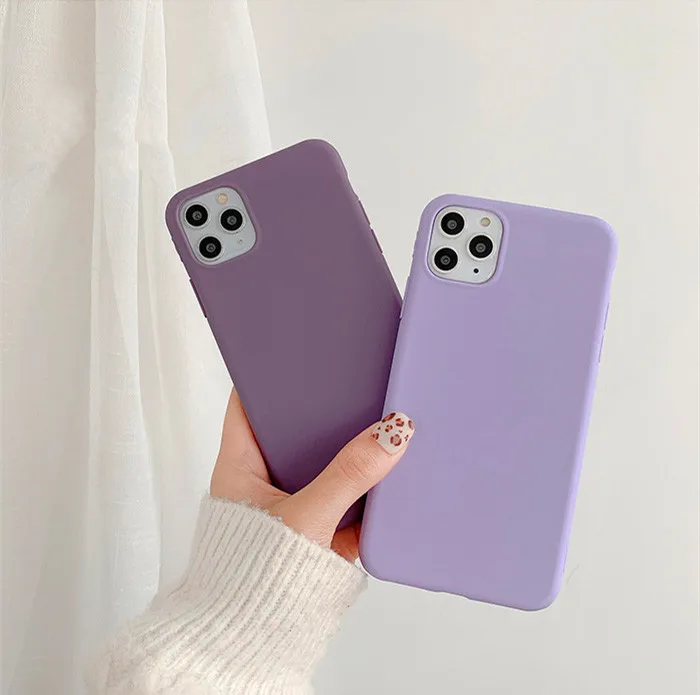 Фиолетовый матовый мягкий Tpu чехол для телефона IPhone12 Pro Max 7 8 Plus11 X XS XR однотонные
