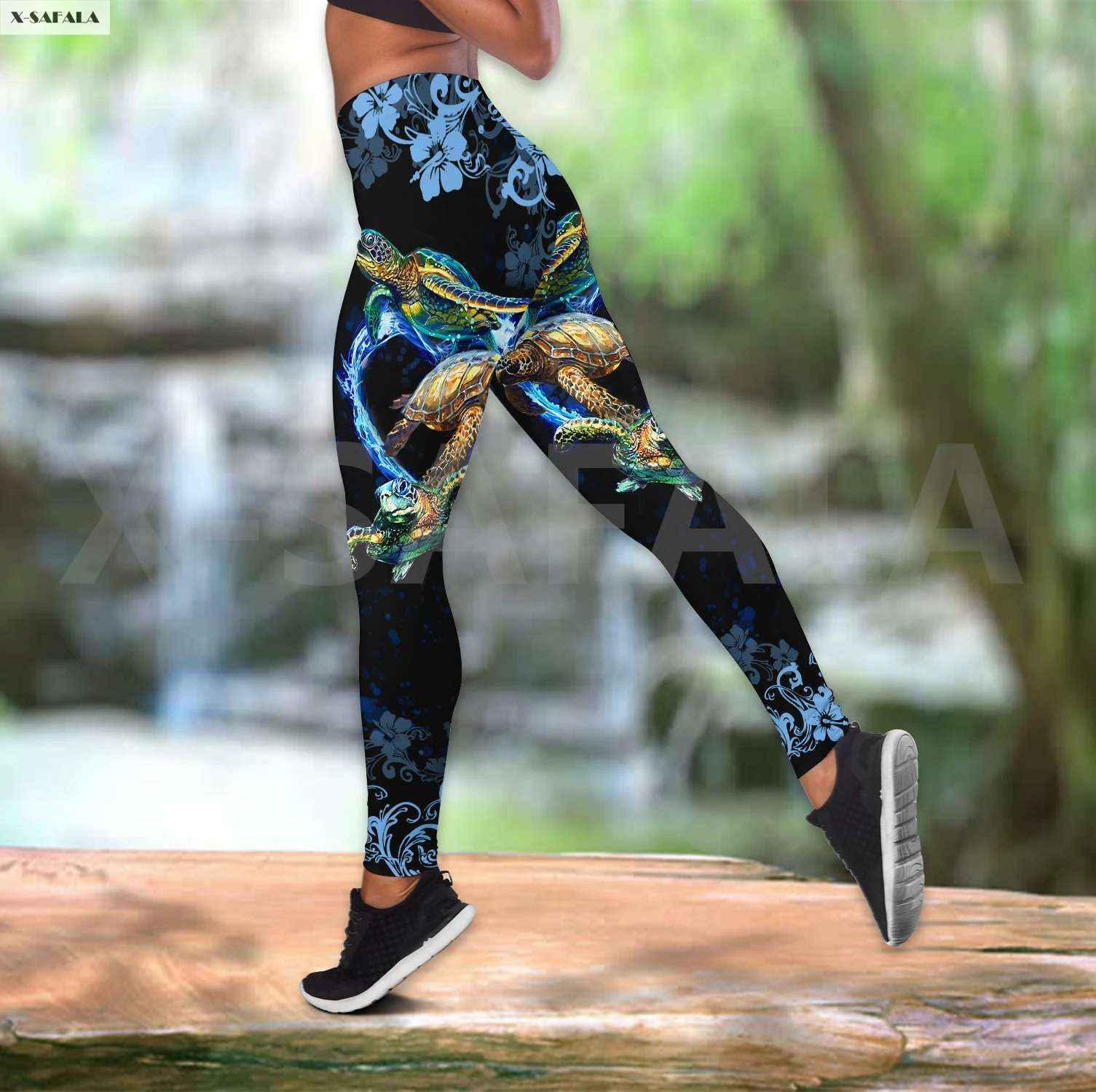 

Turtle Lover Two Piece Yoga Set Women 3D Print Vest Hollow Out Tank Top High Waist Legging Summer Casual Sport