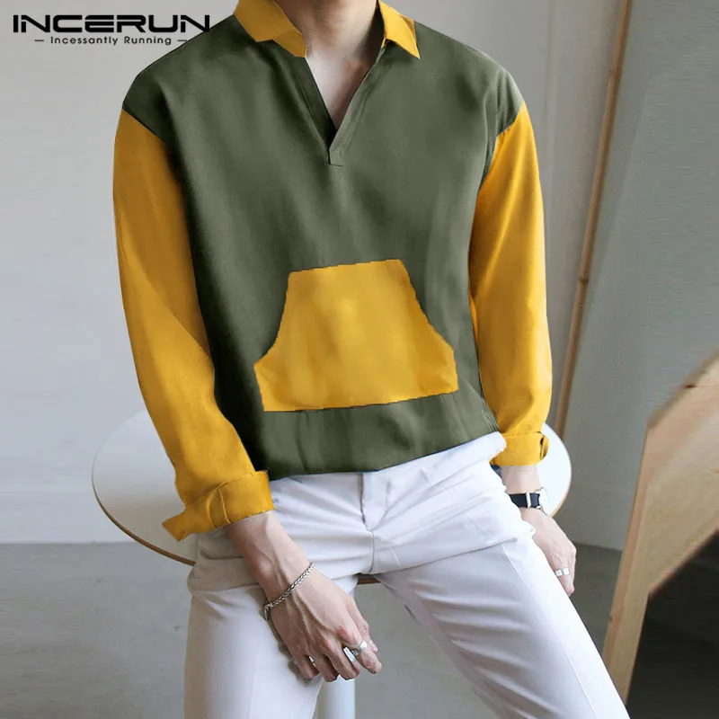 

Рубашка мужская с длинным рукавом и V-образным вырезом, размеры до 3XL