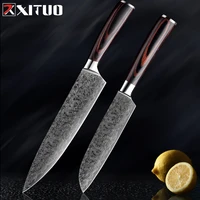 xituo 85 kitchen knife set santoku chef knives messenset pakka utility japanese laser damascus pattern cleaver cooking tools