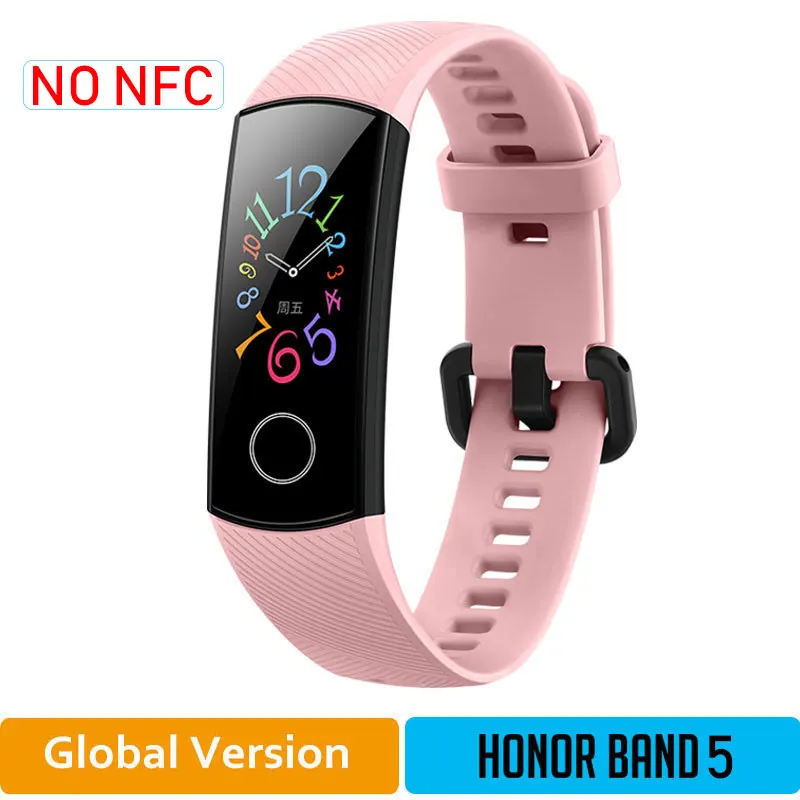HONOR Band 5 NFC браслет умный кислород крови несколько циферблатов активности пульсометр фитнес трекер сна шагомер глобальная версия - Цвет: PinkGlobal5