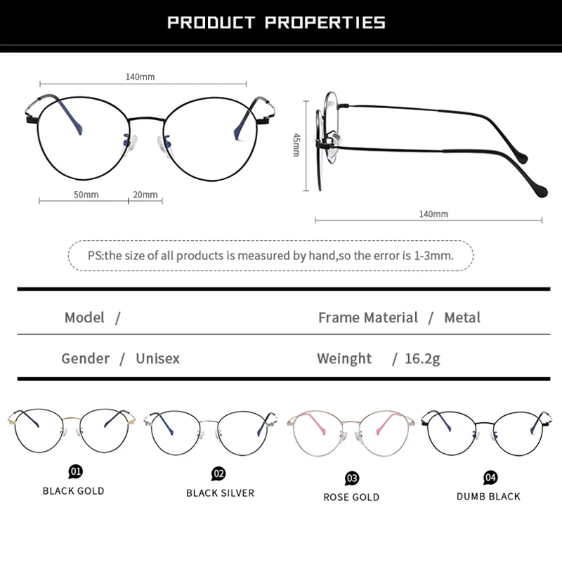Очки DEARMILIU в овальной оправе из розового золота с блокировкой светильник