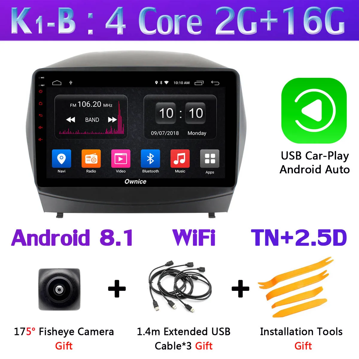 K1-B-CarPlay 360 ° панорамный 4 × камера Android 9,0 8 ядерный 4G+ 64G gps радио CarPlay SPDIF DSP Автомобильный мультимедийный плеер для hyundai IX35 Tucson 2 LM - Цвет: K1-B-CarPlay