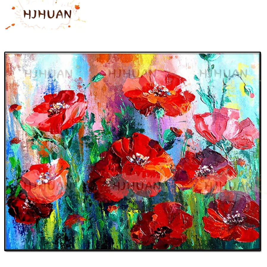 

Diamond Painting Doodle art, red flower Full Square round 5D DIY Diamond Embroidery Rhinestones Mosaic Cross Stitch Home Decor