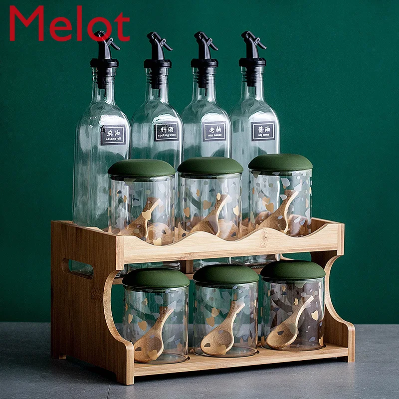 

Kitchen Supplies Seasoning Box Rack Storage Household Seasoning Bottle Salt and Sugar Sealed Seasoning Jar Set Combination