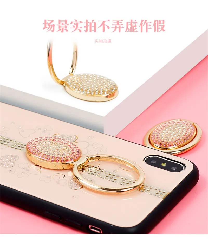 

fashion Diamond Heart female Phone Cover Case For Iphone X 11 pro Xs Max Xr 10 8 7 Plus se 4.7 Luxury hard glass Coque Fundas