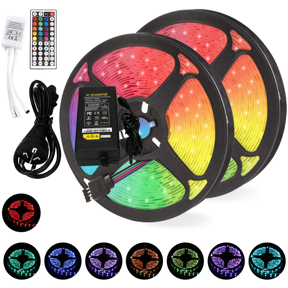 Светодиодная лента 60 Светодиодный IP65 водонепроницаемая RGB 5 м 10 м 15 м светодиодная полоса светильник 12 В 2 а SMD5050 гибкая лента световой кабель умная Пиксельная полоса