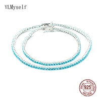pure silver of 16 20 cm tennis bracelet jewelry 2mm pinkbluepurple color zircon stunning real 925 jewellery