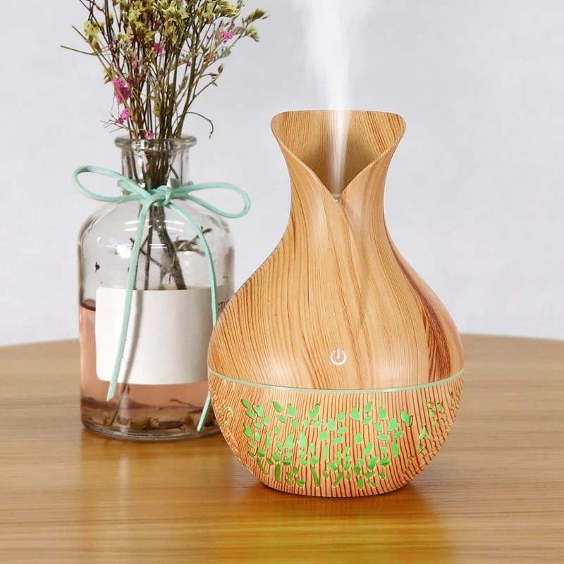 

7 Color Night Light Wood Grain Humidifier Ultrasonic Essential Oil Diffuser Single Room Humidifiers