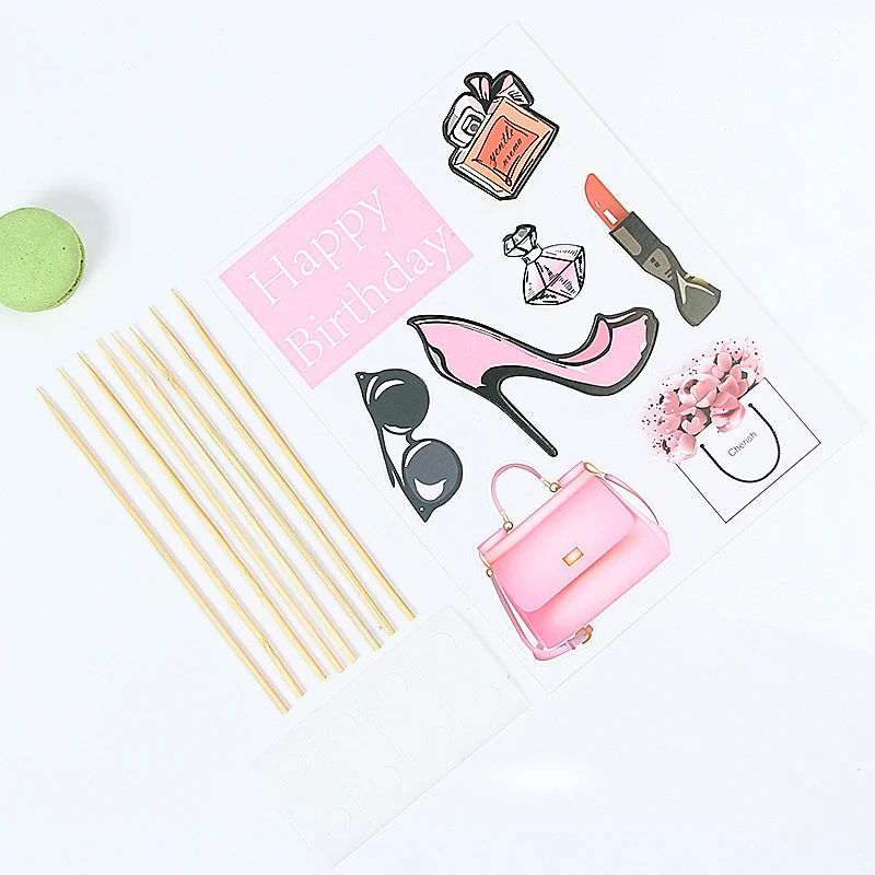 Принадлежности для украшения торта наборы с днем рождения свадьбы Розовый