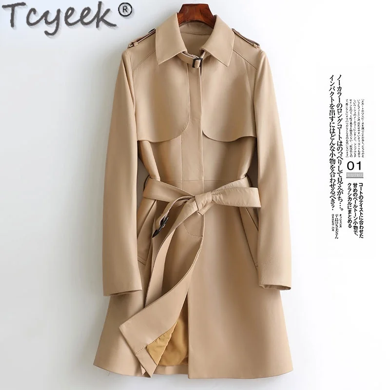 

Tcyeek Autumn Elegant 100% Genuine Leahter Jacket Female 2021 Winter Sheepskin Fur Coat Women Trench Coats Manteau Femme Gxy689