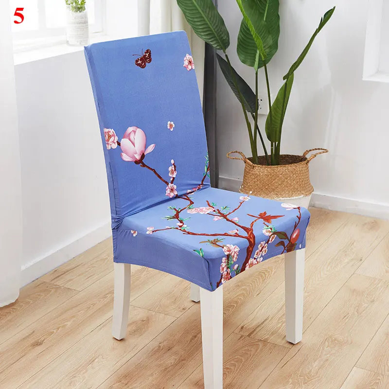 

Elastic Floral Print Spandex Chair Cover Dust-Proof Tight-hold Chair Covers Stretch Seat Cover for Dining Room Hotel Home Decor