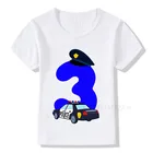 Футболка с принтом полицейских машин на день рождения для мальчиков 1-9 лет, забавный подарок для мальчиков и девочек