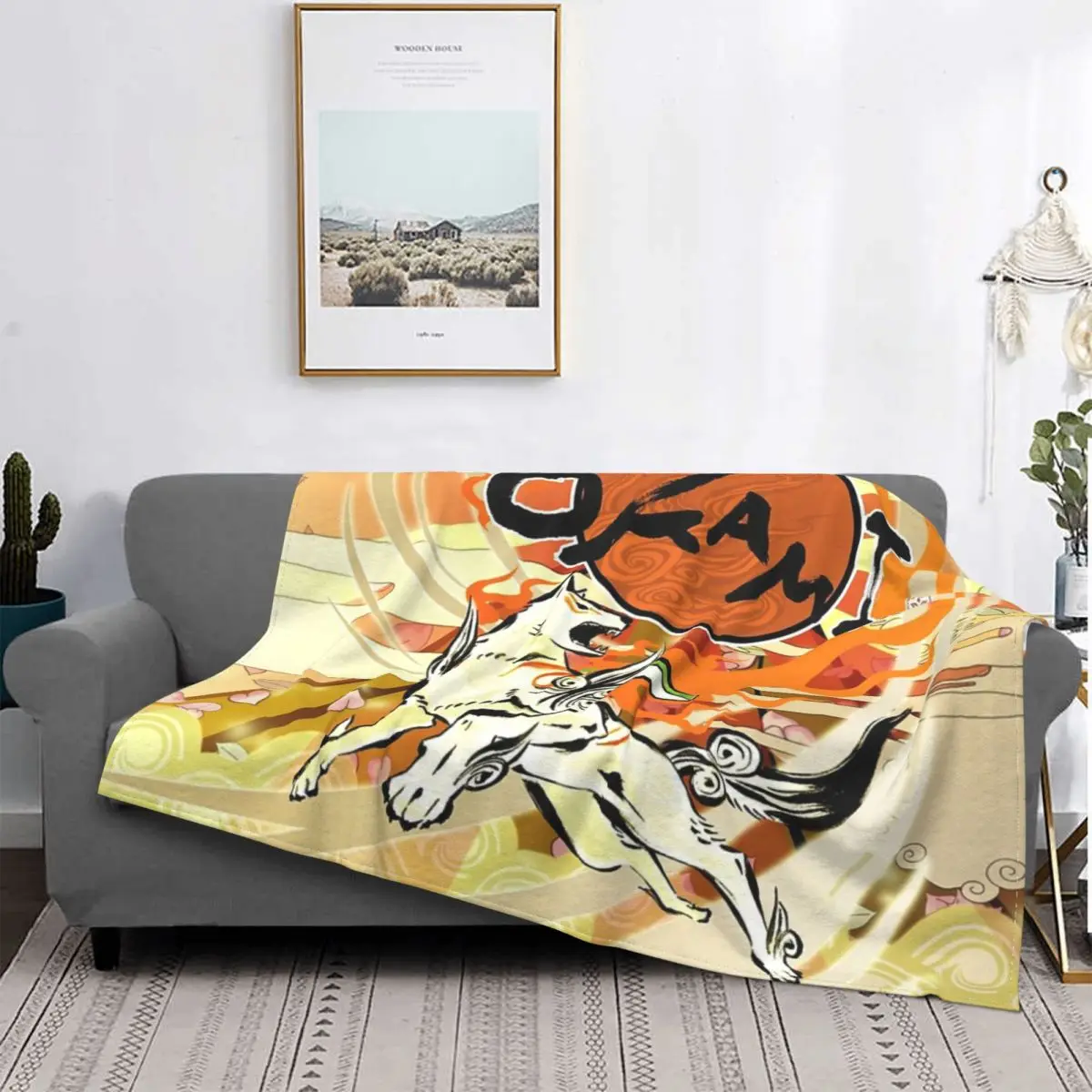 

Manta Okami a cuadros para cama, manta con capucha, colcha para cama