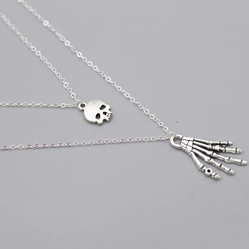 Simple Personality Skull Shaped Pendant Necklace Creative Long Chain Clavicle Necklaces for Women Fashion Collares Jewelry XL884 | Украшения