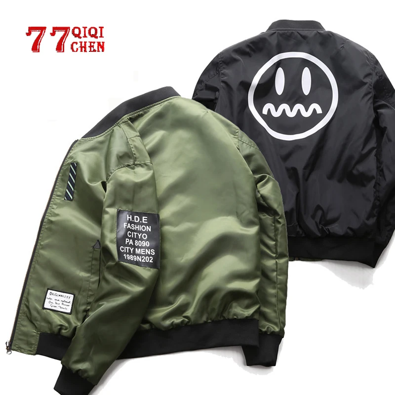 Как носить на обе стороны Для мужчин Курточка бомбер Повседневное ветровка