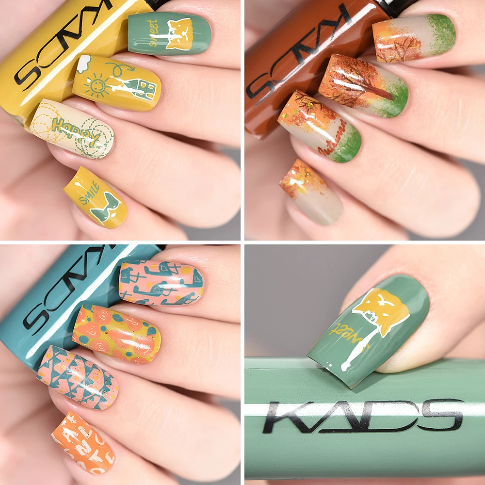 KADS стемпинг ногтей покрытие набор 7 мл красочный маникюрный лак для штамп