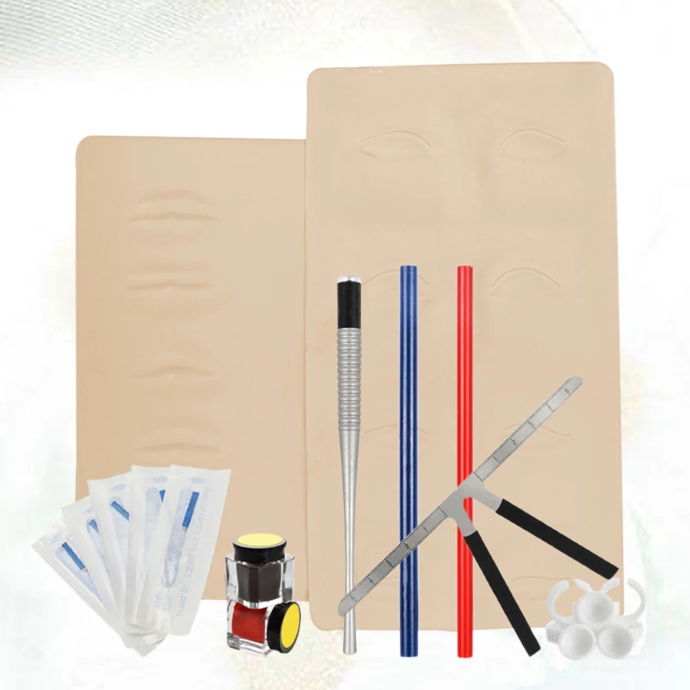 

Microblading Pen Kit Single End Pen Pigment Rings Cup 3D Mouth Eyes Practice Skin Blades Three-point Positioning