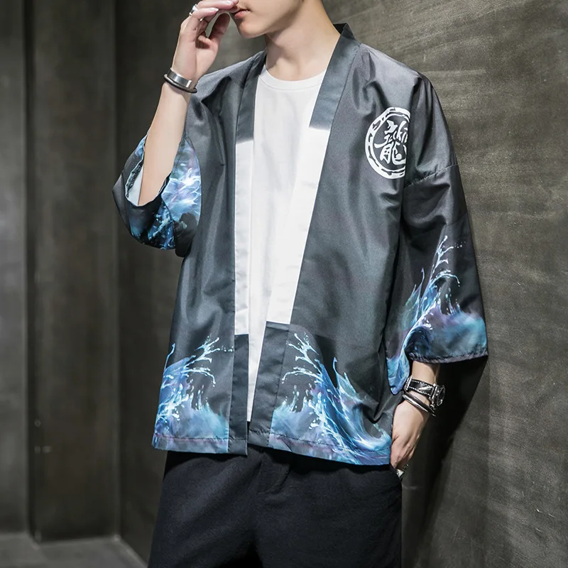 Японская одежда для мужчин кимоно в стиле Харадзюку хаори летняя повседневная