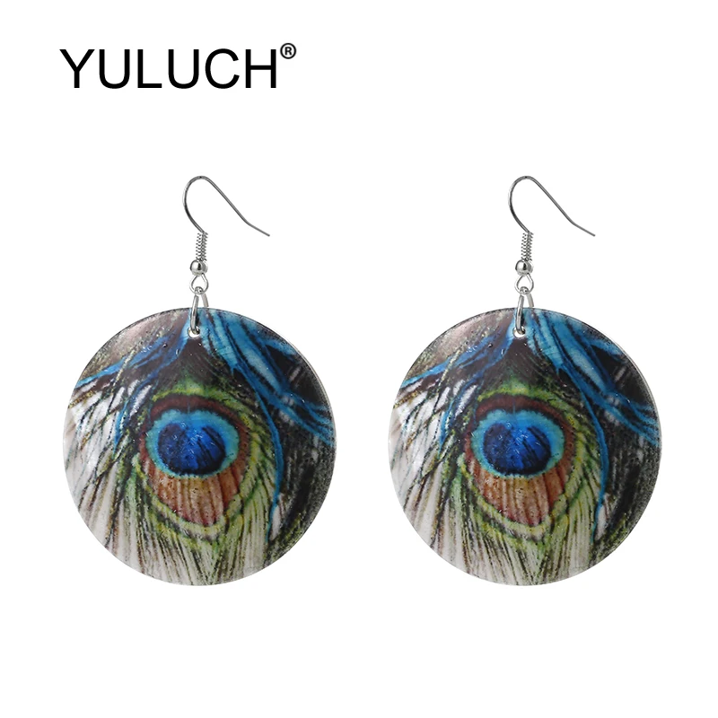 YULUCH этнические летние пляжные круглые натуральные серьги с подвеской в виде
