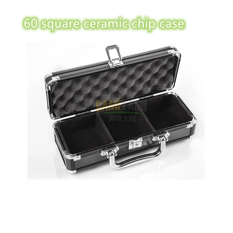 

20*10*7cm Wholesale retail professional aluminum chip boxes 60 code yard square plastic/ceramic chips poker coin carrying case