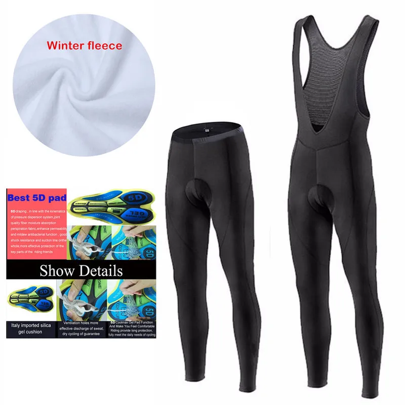 Зимние термальные флисовые велосипедные штаны длинные нагрудник 5D гелевые