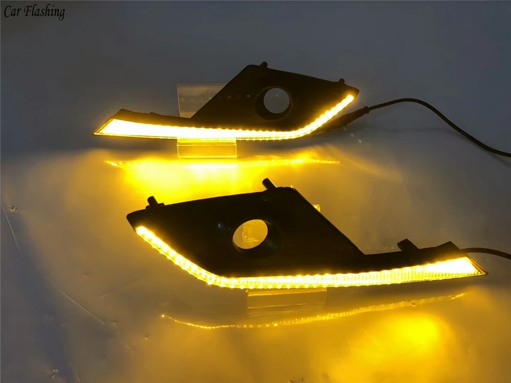 CSGJMY 1 пара автомобильный DRL светодиодный светильник дневного света с желтой