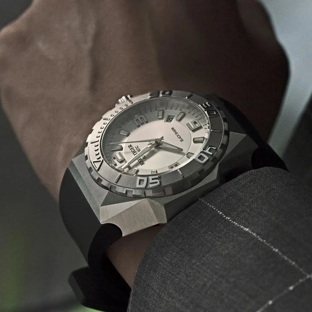 

Reef Tiger/RT Luxury Big Sport Watches Steel Case Automatic Mechanical Waterproof Rubber Strap Military Watches RGA6903