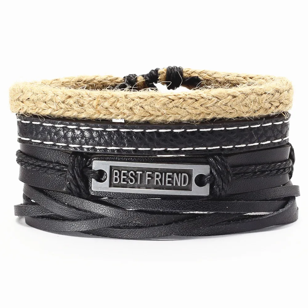 Браслеты Best Friend WWJD Faith Punk 4 шт./компл. винтажные кожаные браслеты с черными