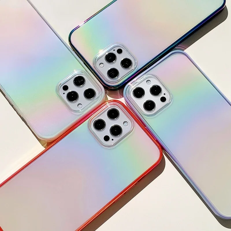 

Luxury Plating Rainbow Phone Case For iPhone 12 Mini 11 Pro Max 11Pro 12Pro Soft Hard Back Cover iphone XS Max X XR Laser Cases