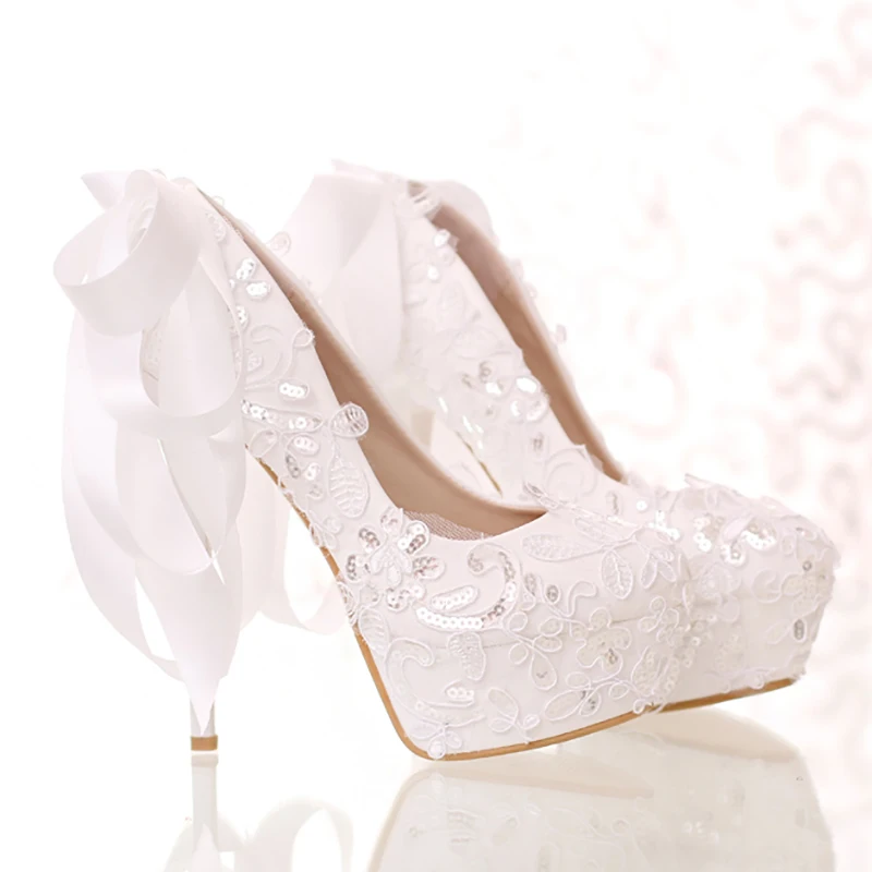 Туфли женские свадебные на высоком каблуке туфли лодочки шпильке и платформе