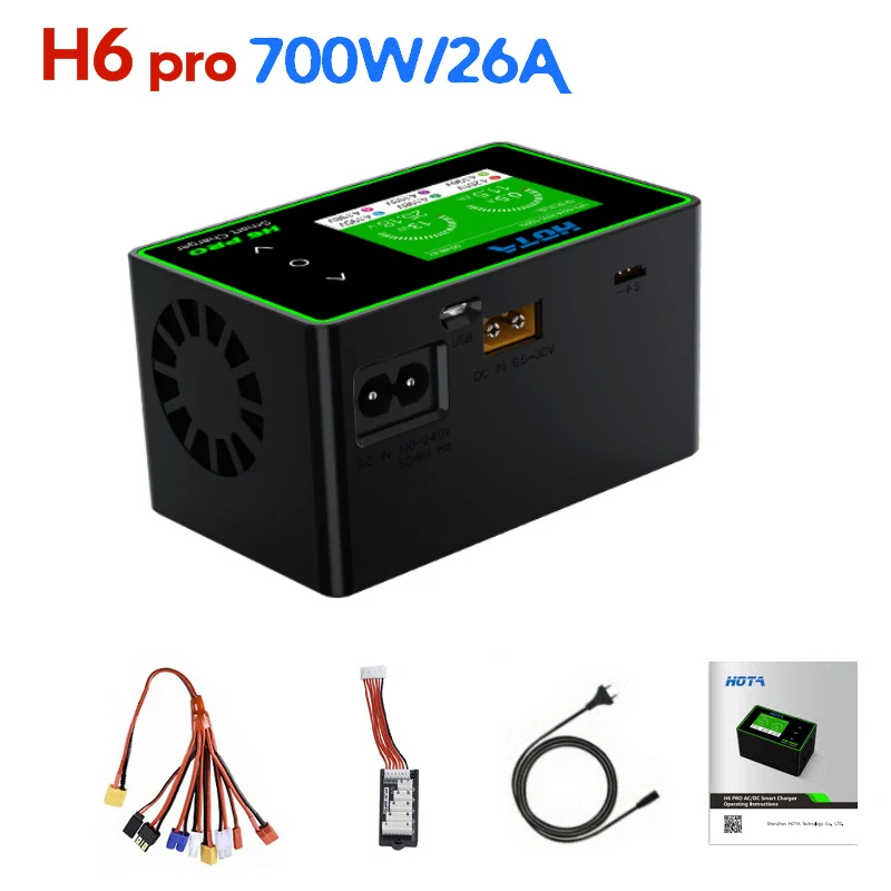 

HOTA H6 Pro Model Airplane Drone Lithium Battery Balance Charger FPV RC 1-6S Lipo Battery Charger AC 200W / DC 700W 26A