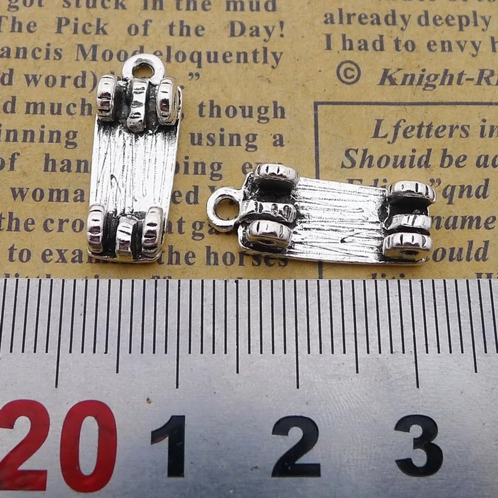 

120pcs Scooter Charms 8mm x 20mm DIY Jewelry Making Pendant antique silver color
