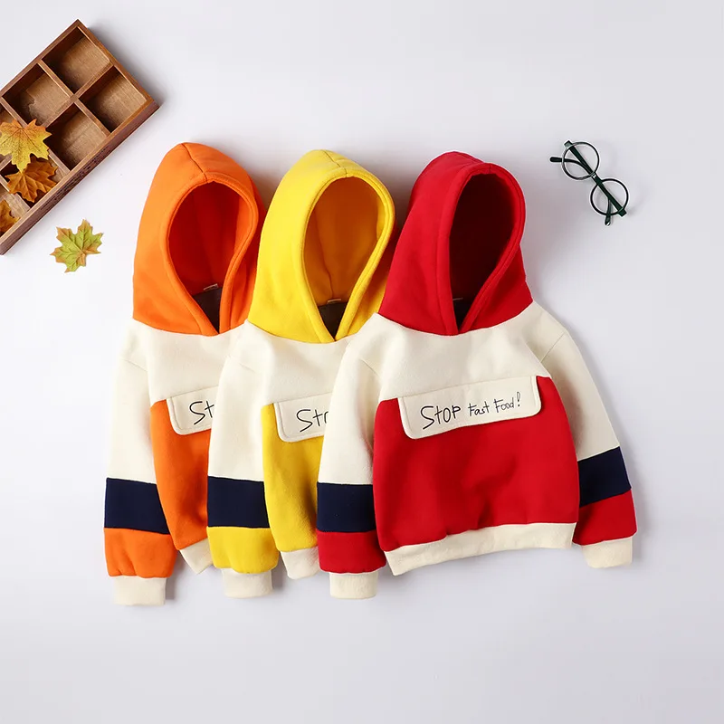 Футболка одежда Детский утепленный свитер с плюшевой подкладкой теплый топ для