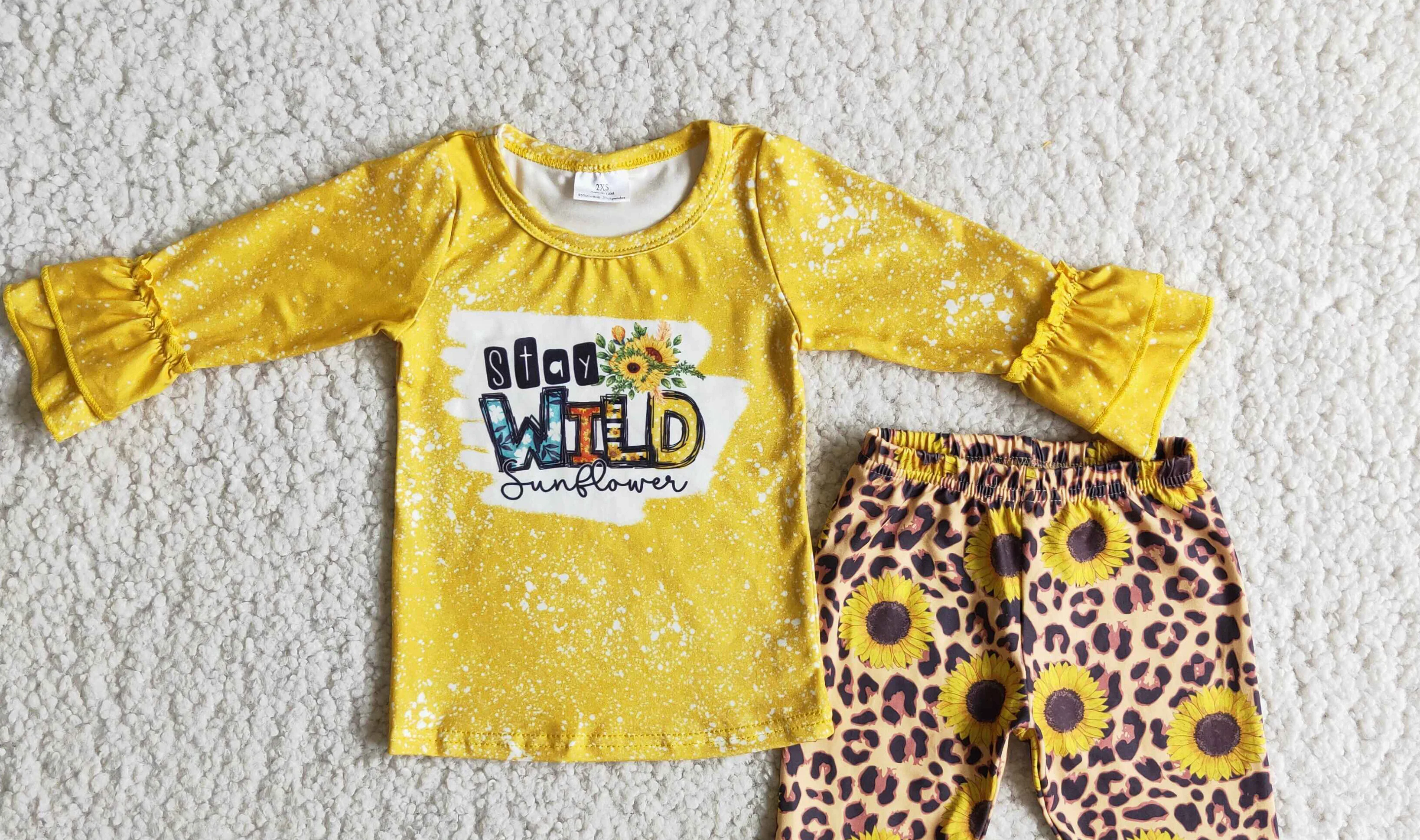 Топ с длинным рукавом для маленьких девочек принтом подсолнуха леопардовые