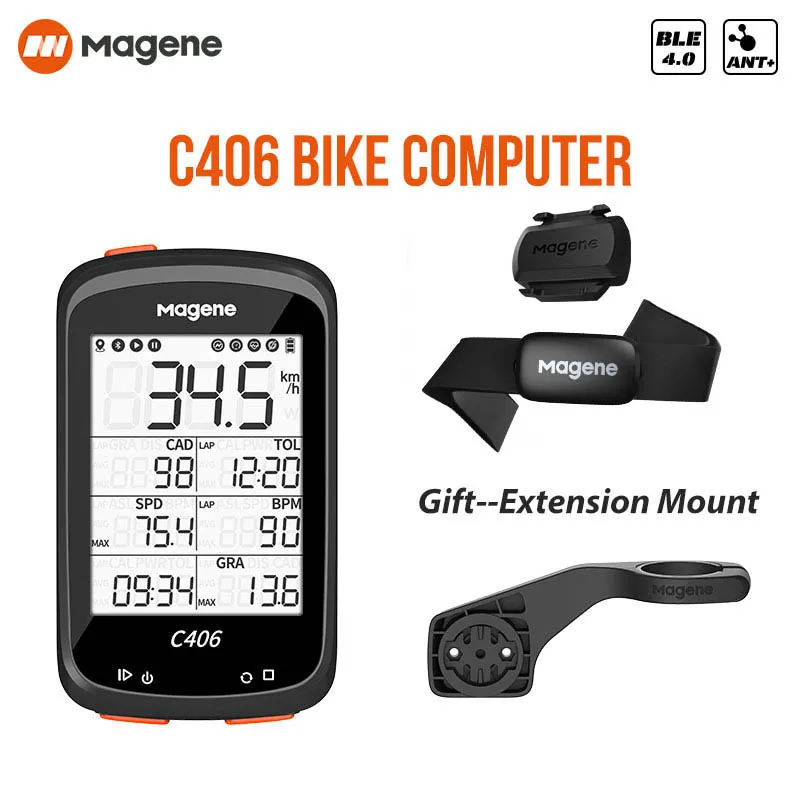 

Беспроводной велокомпьютер Magene C406, GPS, спидометр, синхронизация, датчик сердечного ритма, Bluetooth ANT + датчик педалирования, одометр для горных ...