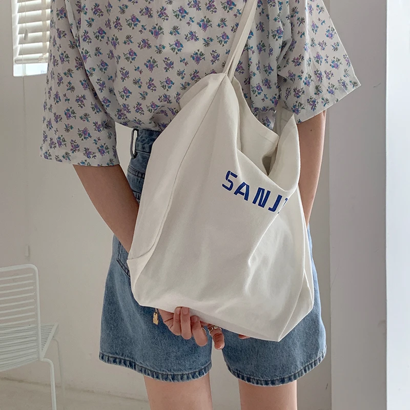 Casual Slant Cross Korean Canvas Bag Letter Printing Shoulder Bag Large Capacity bag Harajuku