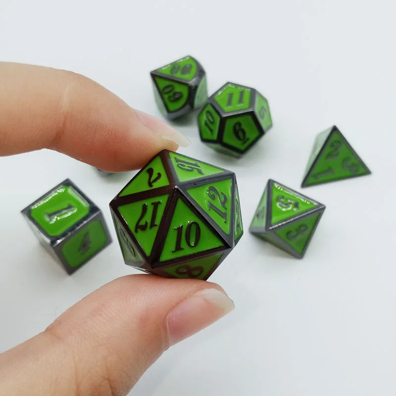

Metal dice rpg game dnd dice set rpg polyhedron solid dice role-playing game role-playing MTG board game green