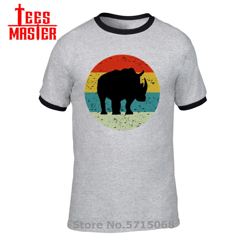 Новое поступление 3D Ретро Винтаж носорог футболка для мужчин аниме принтом