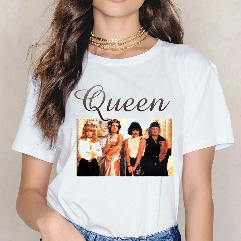Женская футболка с принтом Queen Band летняя хипстерская Футболка FREDDIE MERCURY|Футболки| |